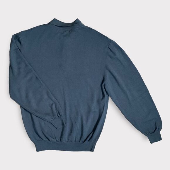 Vtg Conte di Milano‎ Mens Wool Sweater Pullover Collared Teal Collared Size XL. - Picture 3 of 8